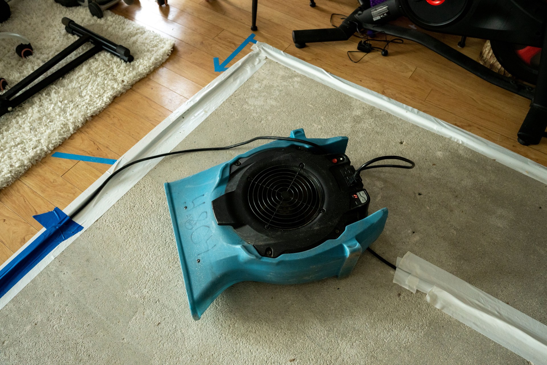 Vacuum in flood damaged kitchen